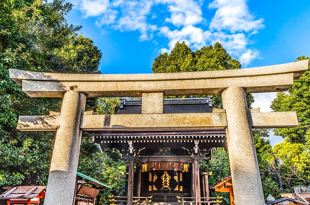 Colorful Tori, Yasaka Shrine, Kyoto, Japan. Shine established 656 AD.